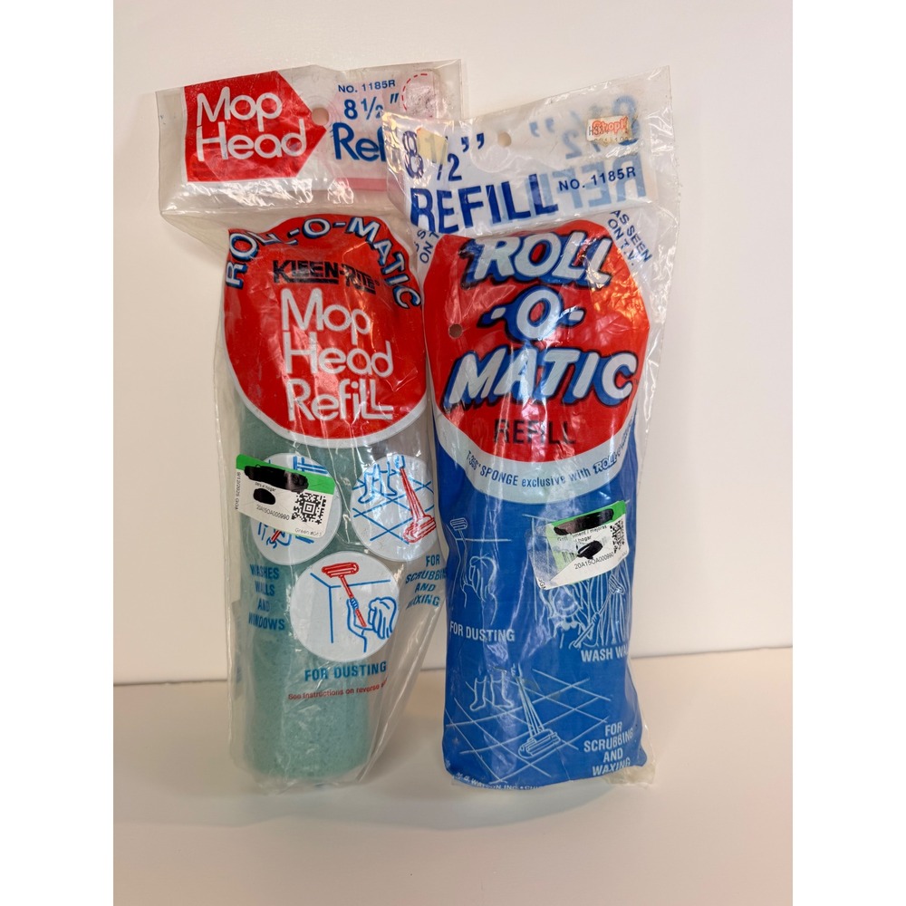 Kleen-Rite Roll-O-Matic Mop Head Refill 8.5 Inch No 1185R Lot of 2 Vintage